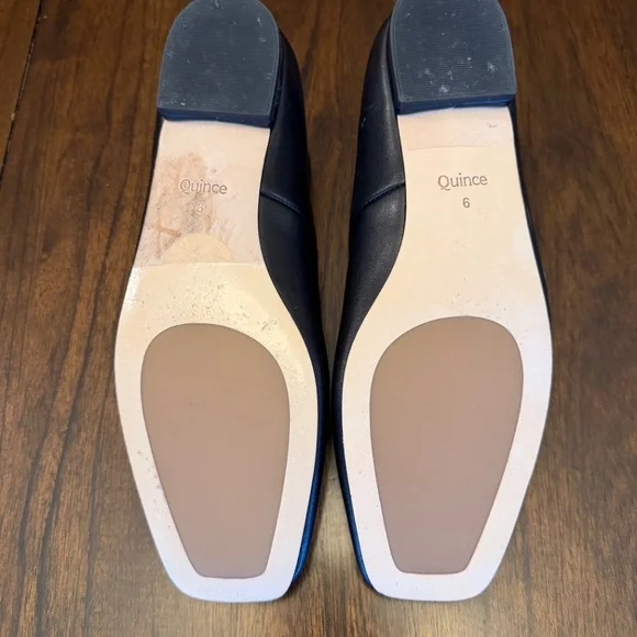 Quince Women's Italian Leather Black Strappy Ballet Flat Shoes, Size 6 - Picture 7 of 9